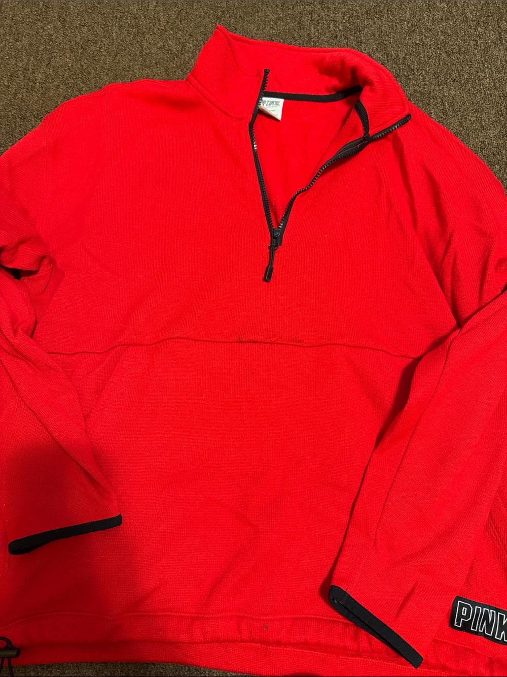 PINK Victoria's Secret Red Quarter-Zip Pullover Hoodie